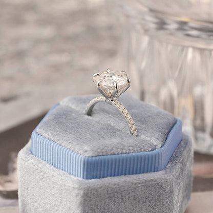 Stunning 3.0 CT Round Moissanite Engagement Ring with Pave Design 8