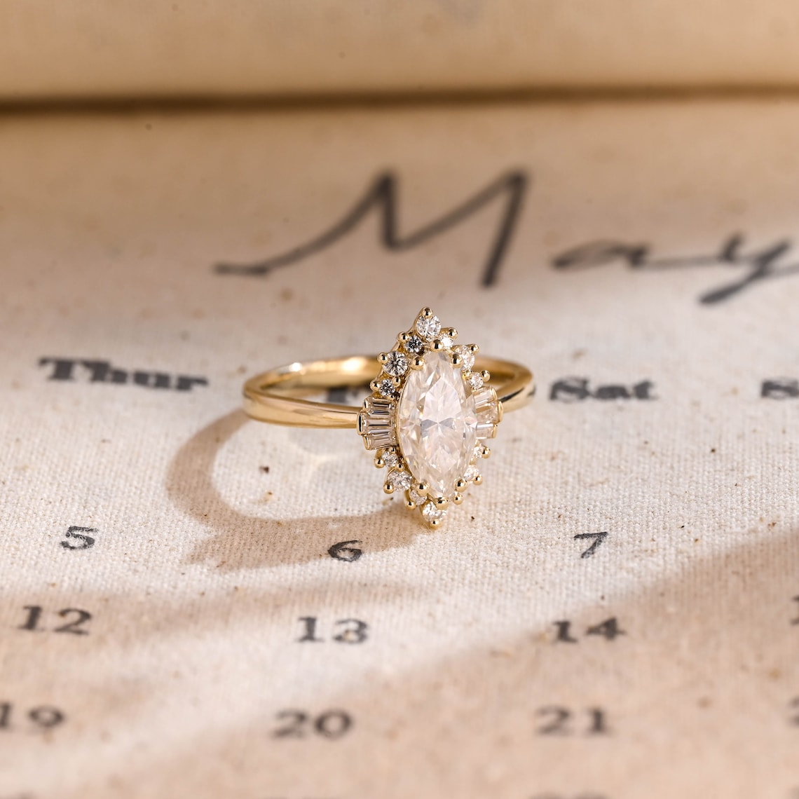 Stunning 1.0 CT Marquise Cut Engagement Ring with Ballerina Design