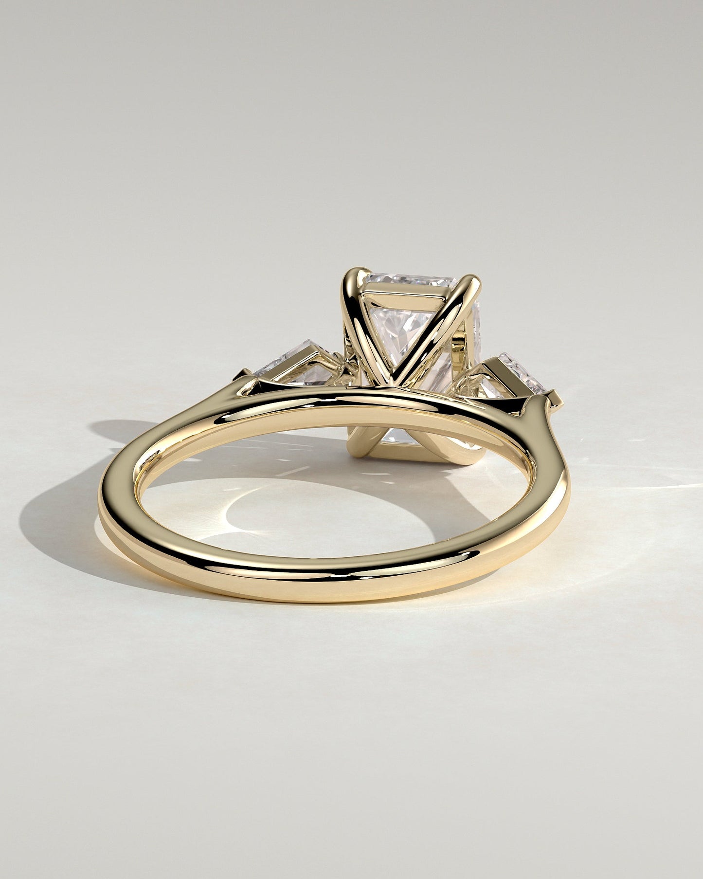 Emerald Three Stones Engagement Ring – 2 CT Lab Grown Diamond