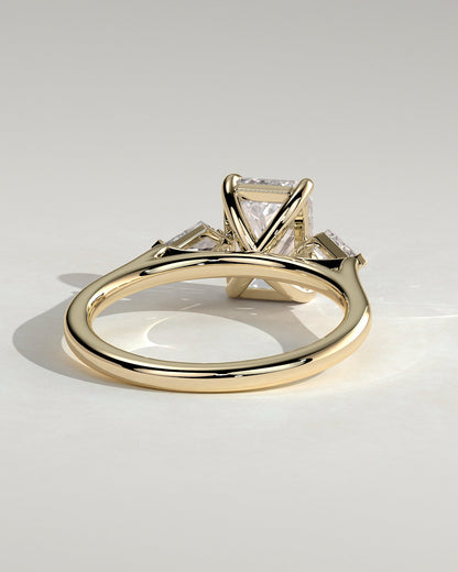 Emerald Three Stones Engagement Ring – 2 CT Lab Grown Diamond