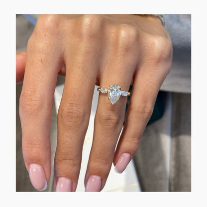 Stunning 1.75 CT Pear Moissanite Engagement Ring with Three Stone Design 3