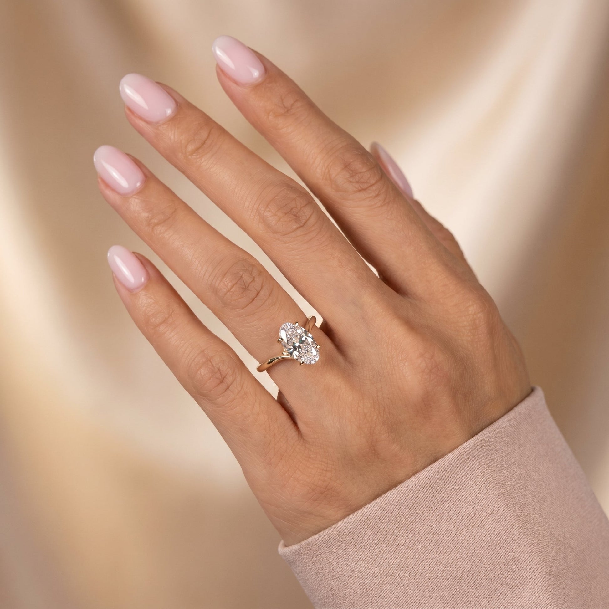 Oval Solitaire Engagement Ring – 2 CT Moissanite Diamond