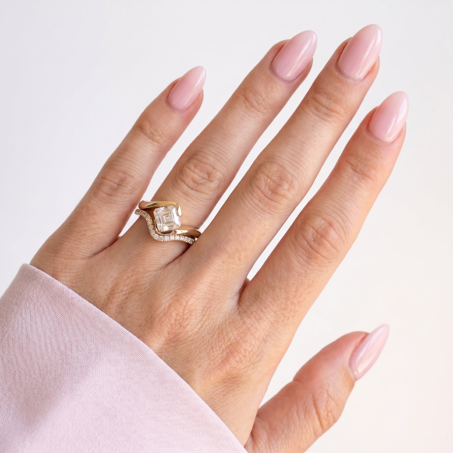 1.0 CT Round Solitaire Moissanite Diamond Bridal Ring Set