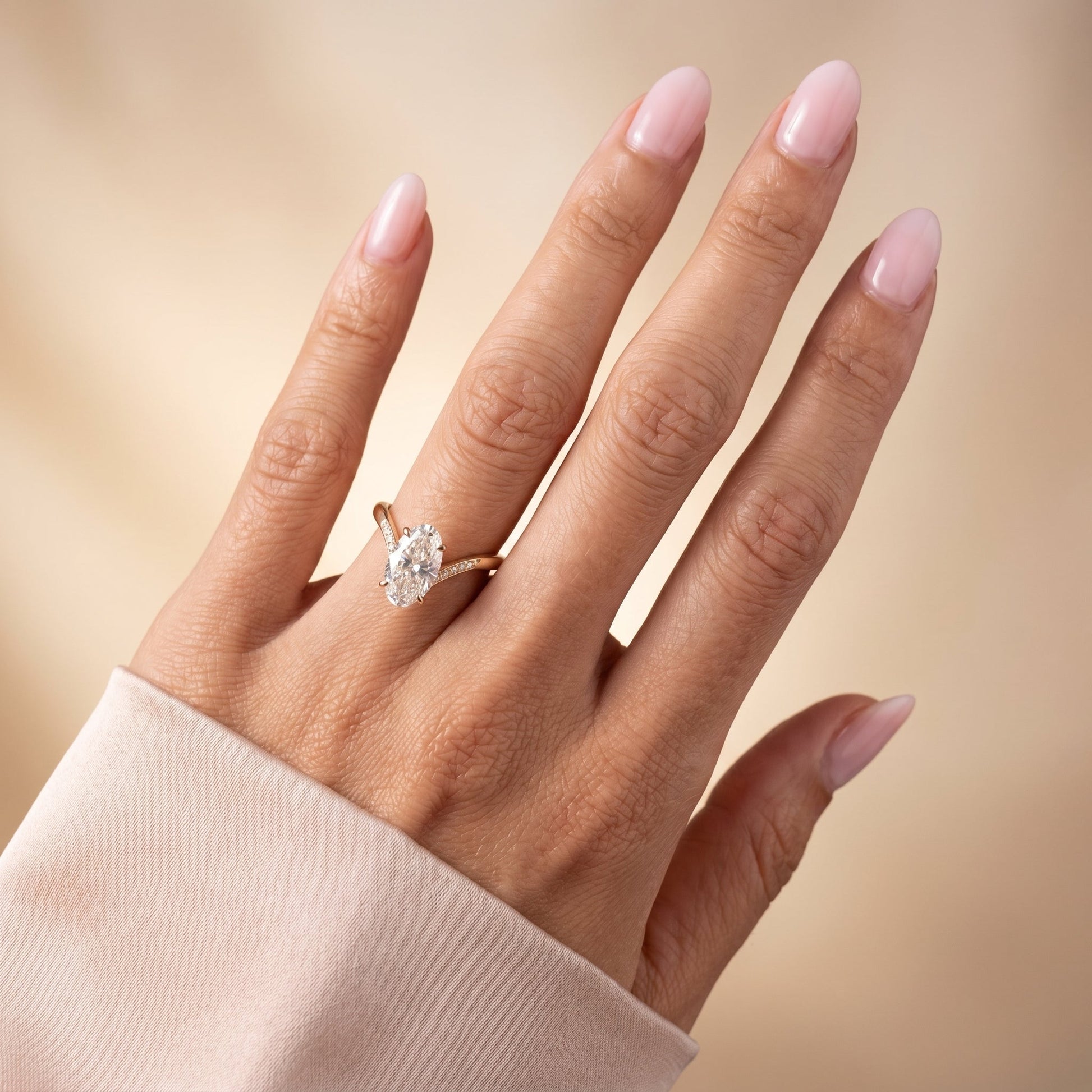 Oval Solitaire Engagement Ring – 2 CT Moissanite Diamond