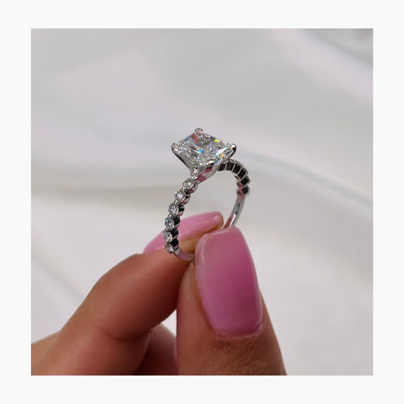 Stunning 3.67 CT Radiant Moissanite Engagement Ring with Pave Design 4
