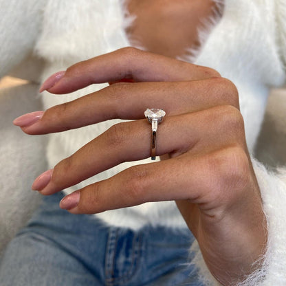 Stunning 1.0 CT Oval Moissanite Engagement Ring in Three stones Design 6