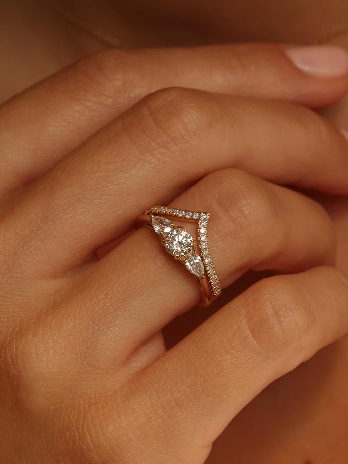 Marquise Cut Cluster Styled Lab Grown Diamond Engagement Ring