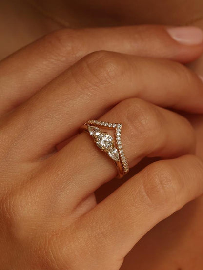 Marquise Cut Cluster Styled Lab Grown Diamond Engagement Ring