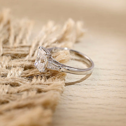 3.0 CT Radiant Shaped Moissanite Engagement Ring With Three Stone Style 3