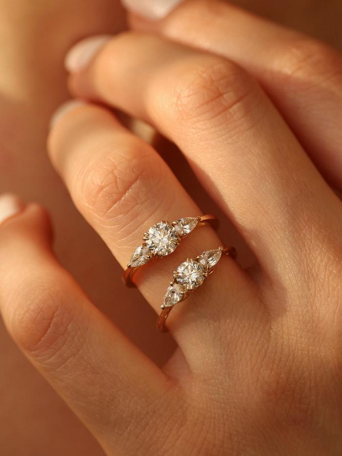 Marquise Cut Cluster Styled Lab Grown Diamond Engagement Ring