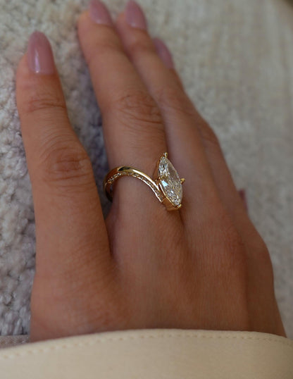 2.5 CT Marquise Swirl Hidden Pave Lab Grown Engagement Ring