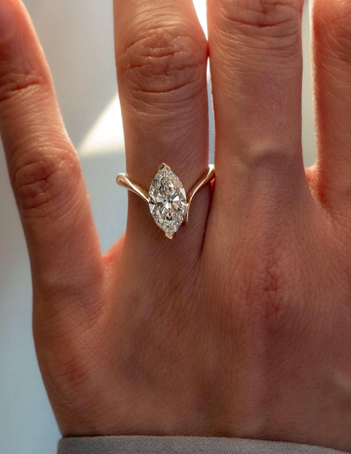 2 CT Marquise Unique Swirl Solitaire Lab Grown Engagement Ring