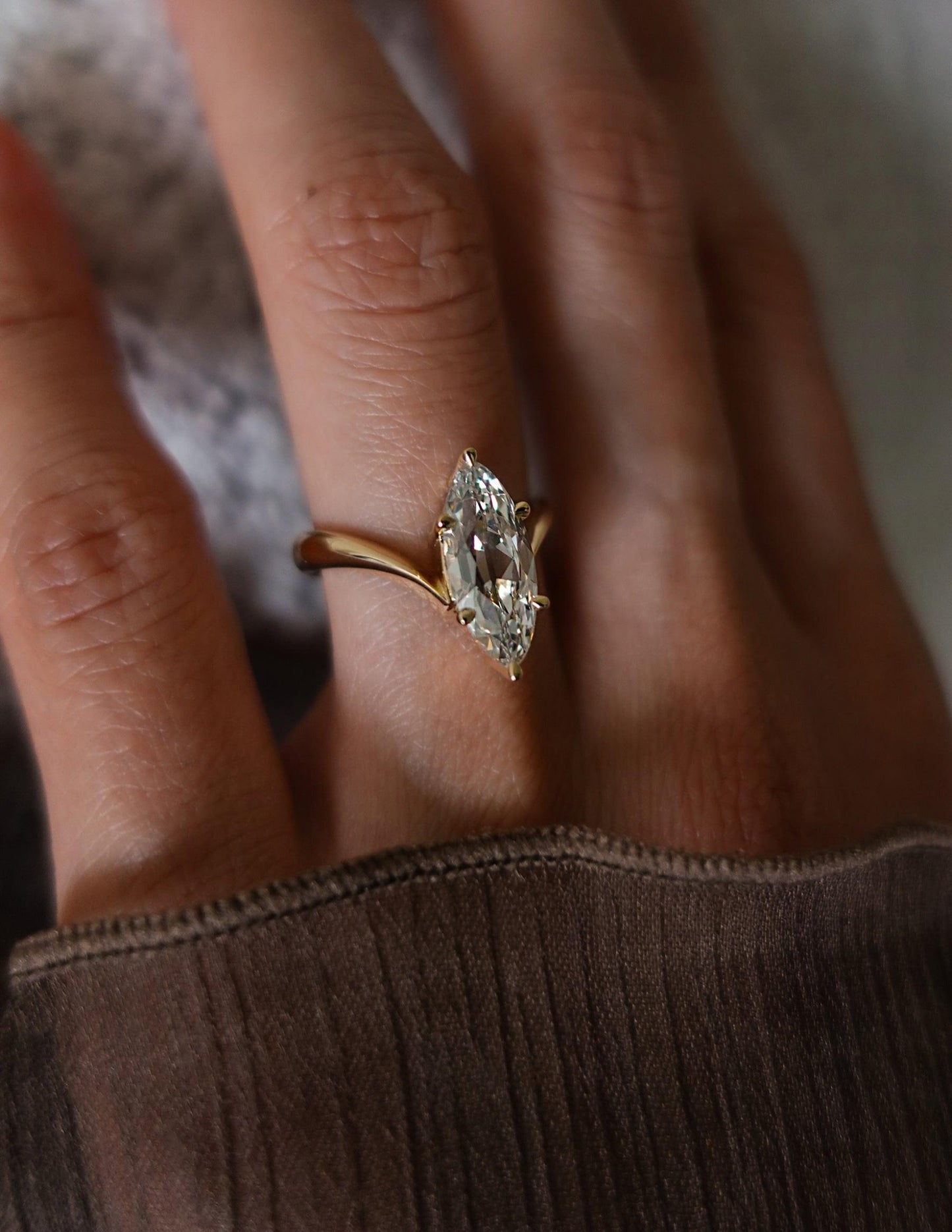 2.25CT Antique Moval Lab Grown Engagement Ring