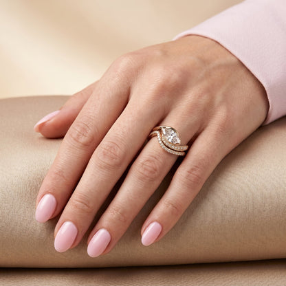 1.0 CT Round Solitaire Moissanite Diamond Bridal Ring Set