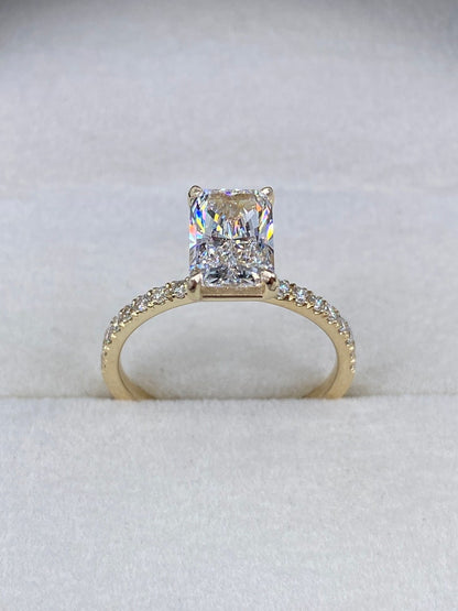 Stunning 2.30 CT Radiant Moissanite Engagement Ring with Pave Design 2