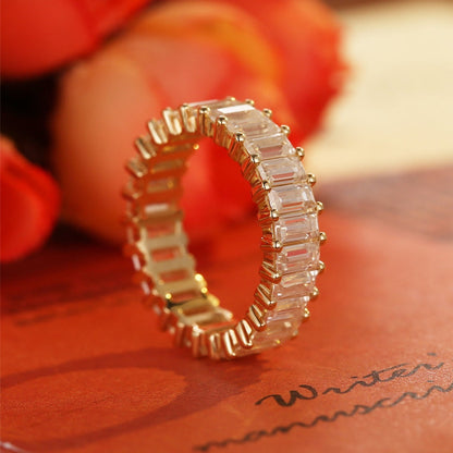 0.5 TCW Emerald Cut Pave Moissanite Bridal Wedding Band 3