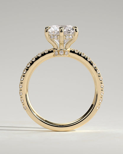 Round Halo, Pave & Split Shank Engagement Ring – 1.93 CT Lab Grown Diamond