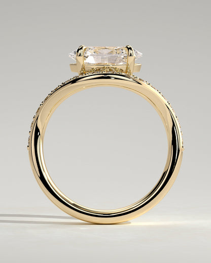 Round Halo, Pave & Split Shank Engagement Ring – 1.93 CT Lab Grown Diamond