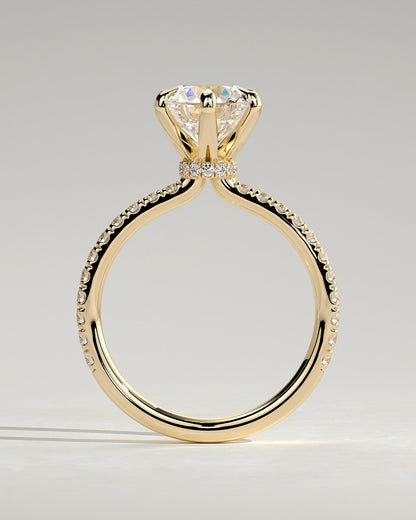 Round Halo, Pave & Split Shank Engagement Ring – 1.93 CT Lab Grown Diamond