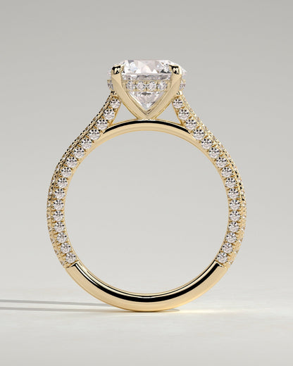Round Halo, Pave & Split Shank Engagement Ring – 1.93 CT Lab Grown Diamond