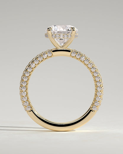 Round Halo, Pave & Split Shank Engagement Ring – 1.93 CT Lab Grown Diamond