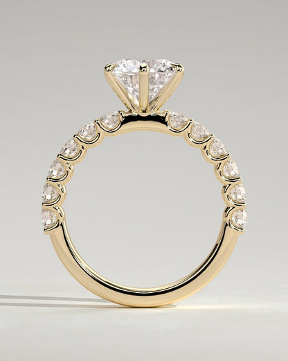 Round Halo, Pave & Split Shank Engagement Ring – 1.93 CT Lab Grown Diamond