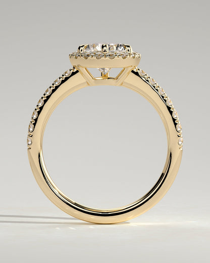 Round Halo, Pave & Split Shank Engagement Ring – 1.93 CT Lab Grown Diamond