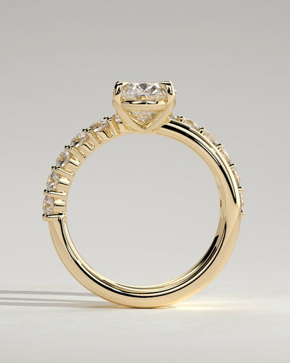 Round Halo, Pave & Split Shank Engagement Ring – 1.93 CT Lab Grown Diamond