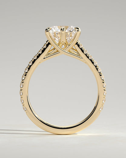 Round Halo, Pave & Split Shank Engagement Ring – 1.93 CT Lab Grown Diamond
