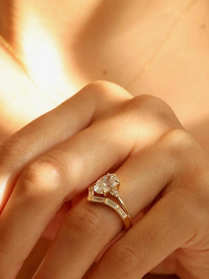 Marquise Cut Cluster Styled Lab Grown Diamond Engagement Ring