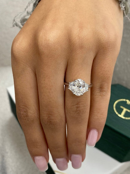 Classic 2.0 CT Oval Moissanite Engagement Ring with Three Stone Design 4