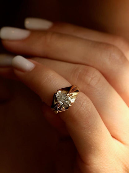 Marquise Cut Cluster Styled Lab Grown Diamond Engagement Ring