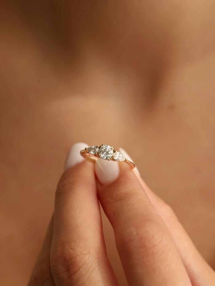 Marquise Cut Cluster Styled Lab Grown Diamond Engagement Ring
