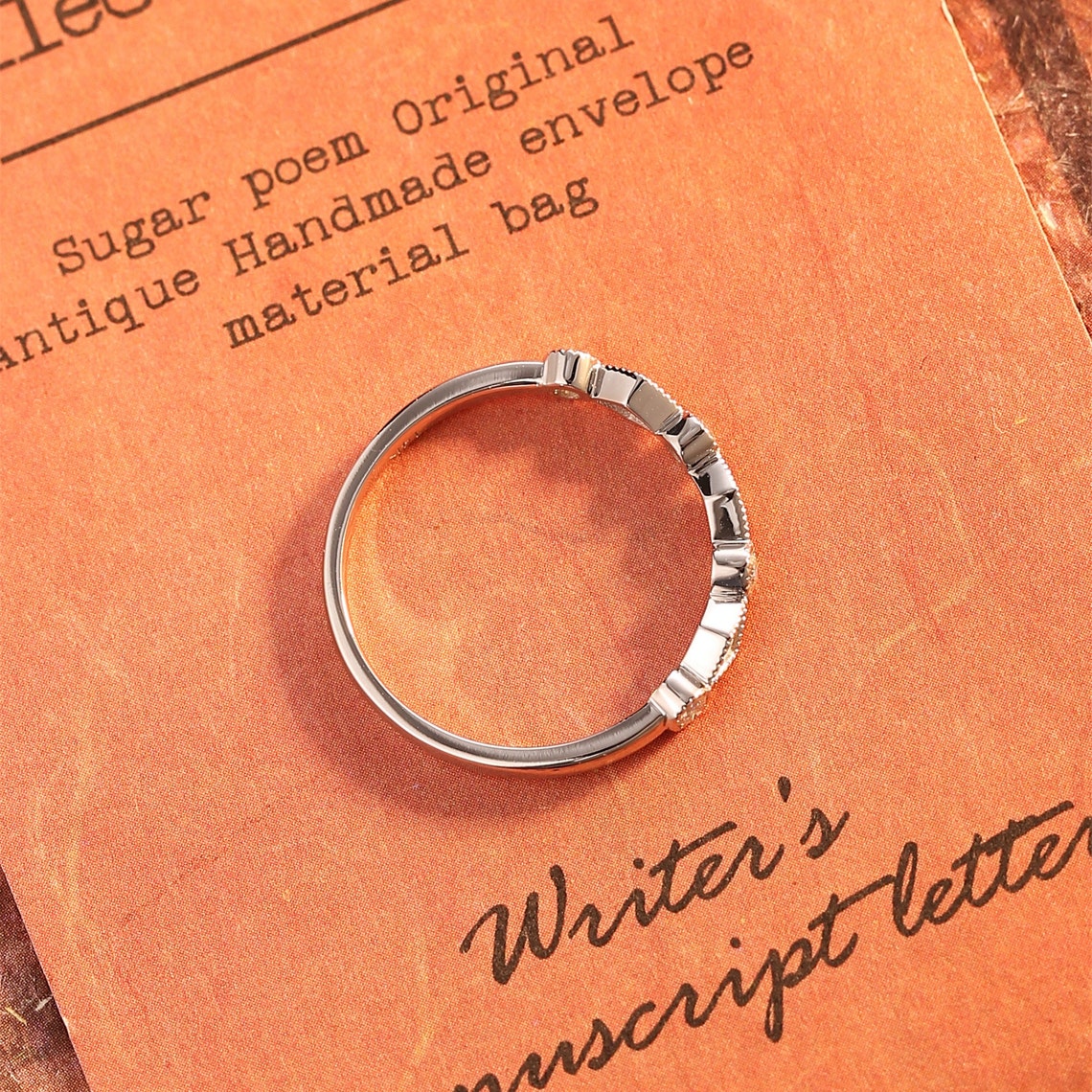 0.3 TCW Round Cut Moissanite Bridal Wedding Band With Pave Style 7