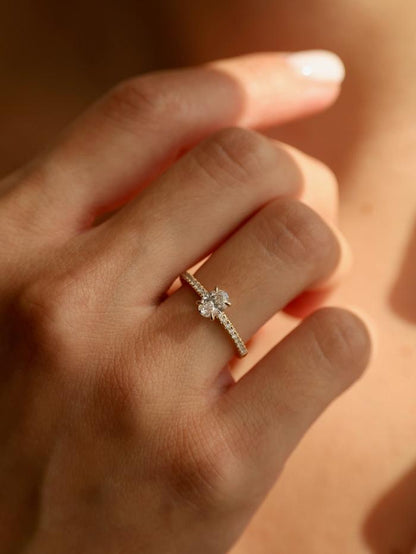 Marquise Cut Cluster Styled Lab Grown Diamond Engagement Ring