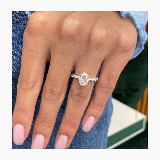 Stunning 1.75 CT Oval Cut Moissanite Engagement Ring with Hidden Halo & Pave Design 1