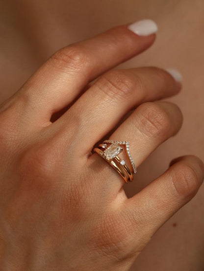 Marquise Cut Cluster Styled Lab Grown Diamond Engagement Ring