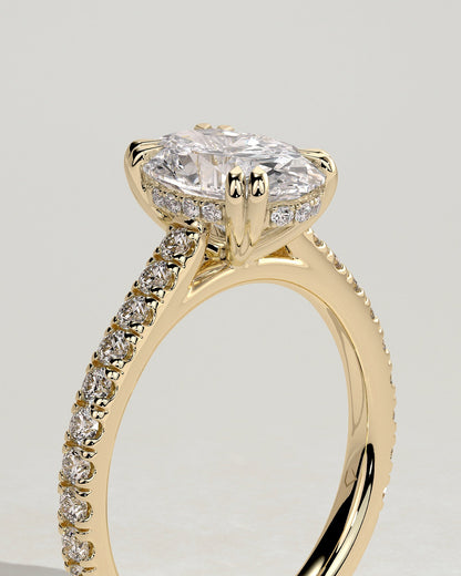 Round Halo, Pave & Split Shank Engagement Ring – 1.93 CT Lab Grown Diamond