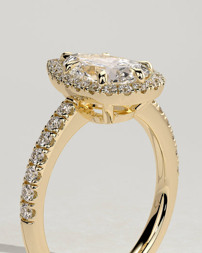 Round Halo, Pave & Split Shank Engagement Ring – 1.93 CT Lab Grown Diamond
