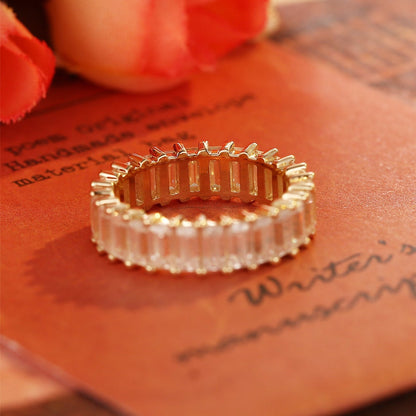 0.5 TCW Emerald Cut Pave Moissanite Bridal Wedding Band 2