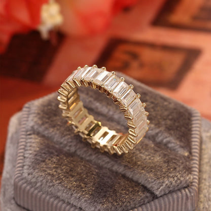 0.5 TCW Emerald Cut Pave Moissanite Bridal Wedding Band 6