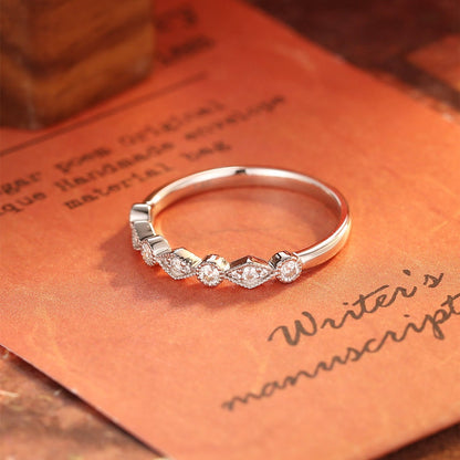 0.3 TCW Round Cut Moissanite Bridal Wedding Band With Pave Style 3