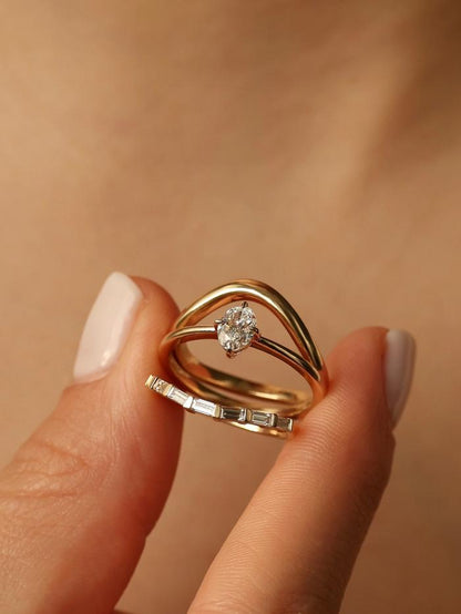 Marquise Cut Cluster Styled Lab Grown Diamond Engagement Ring