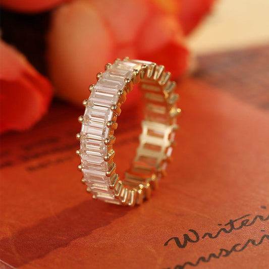 0.5 TCW Emerald Cut Pave Moissanite Bridal Wedding Band 1