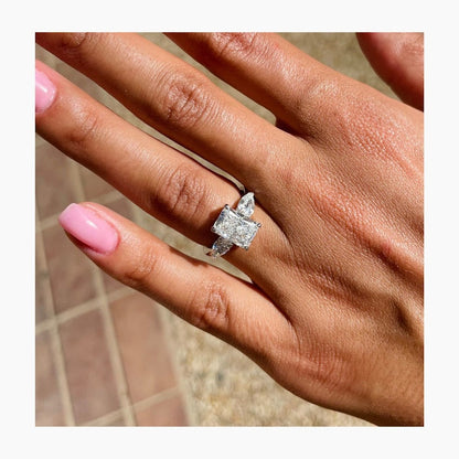 Classic 2.0 CT Radiant Moissanite Engagement Ring with Three Stone Design 5