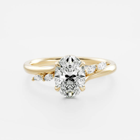 Oval Three Stone Lab Grown Diamond Engagement Ring