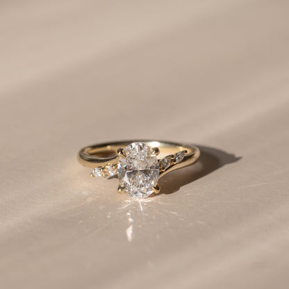 Oval Three Stone Lab Grown Diamond Engagement Ring