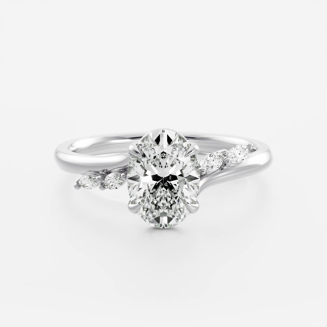 Oval Three Stone Lab Grown Diamond Engagement Ring