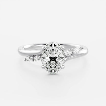 Oval Three Stone Lab Grown Diamond Engagement Ring