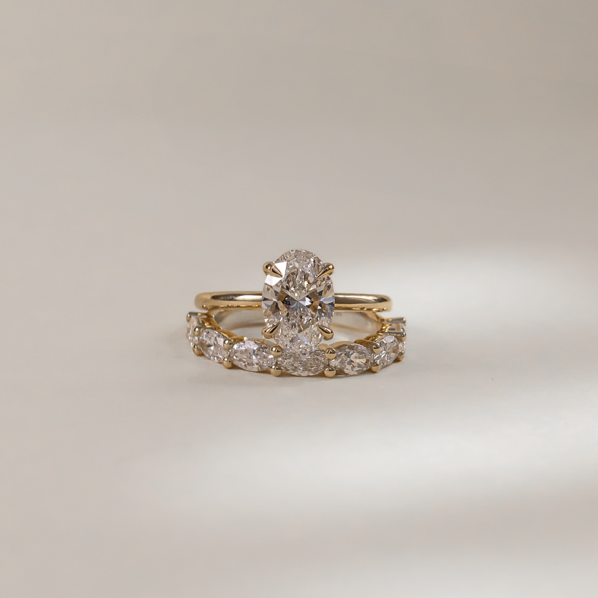 Oval Three Stone Lab Grown Diamond Engagement Ring